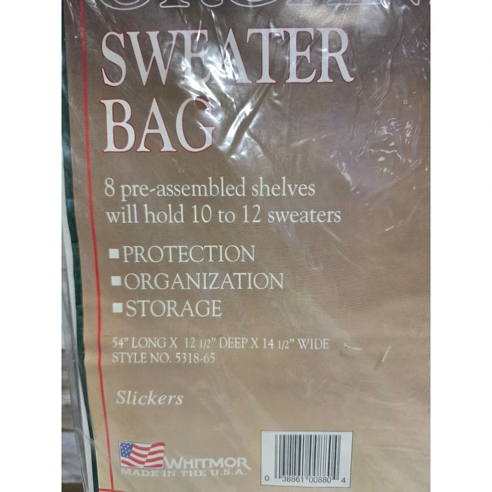 Whitmor Hanging Sweater Bag Organizer 8 Shelf Closet Storage White Green 5318-65